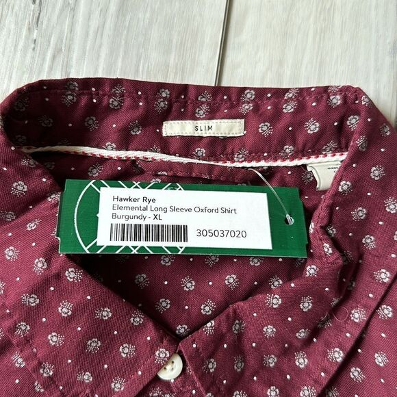 HAWKER RYE
Elemental Long Sleeve Oxford Shirt Burgundy XL Stitch Fix Nwt - Picture 7 of 8